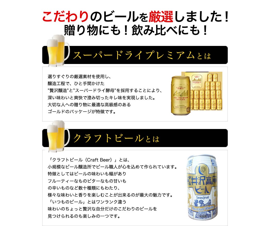 【ビール】【特撰ギフト】こだわりクラフトビールギフト9本アサヒスーパードライ　ドライプレミアム 9本　18本セット